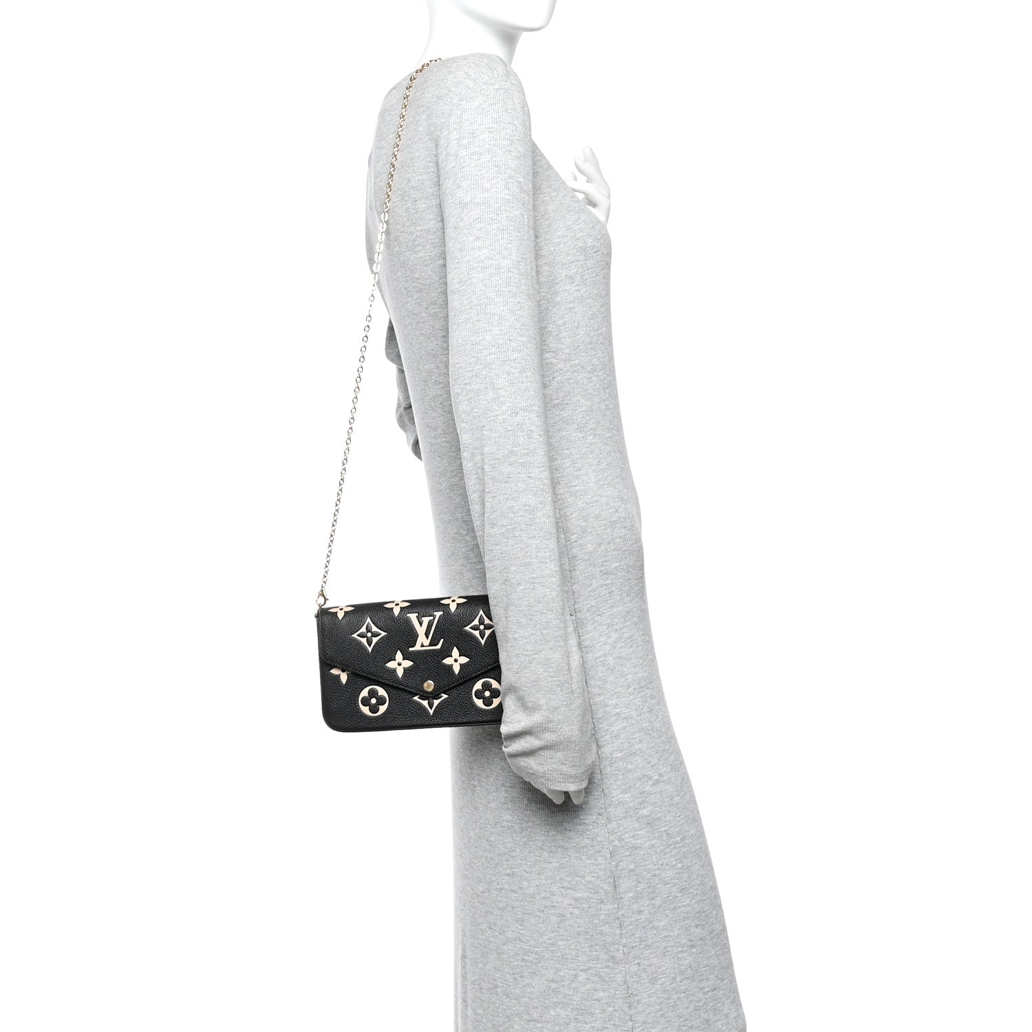 Louis Vuitton Empreinte Monogram Giant Felicie Pochette Black Beige 2 of 11