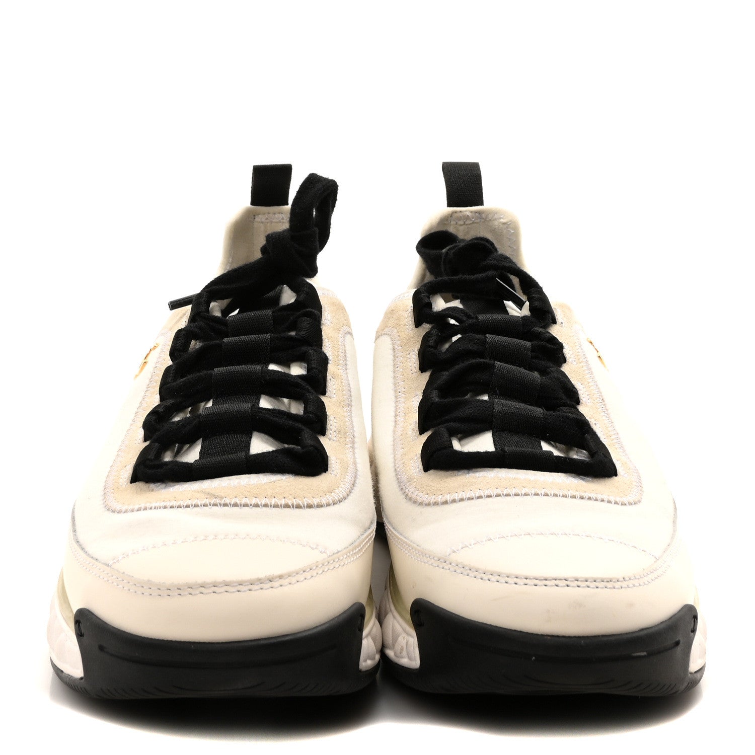 Chanel Velvet Calfskin Mixed Fibers CC Sneakers 40 Ivory Black 3 of 10