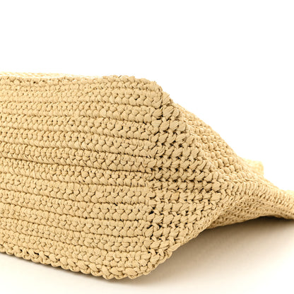 Prada Yarn Raffia Effect Crochet Embroidered Logo Tote Naturale 10 of 10