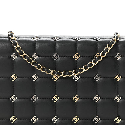 Chanel Lambskin Chocolate Bar Piercing CC Studded Small Chain Flap Bag Black 8 of 12