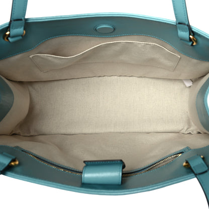 Gucci Straw Azalea Calfskin Horsebit 1955 Tote Bag Dusty Azure Black 5 of 10