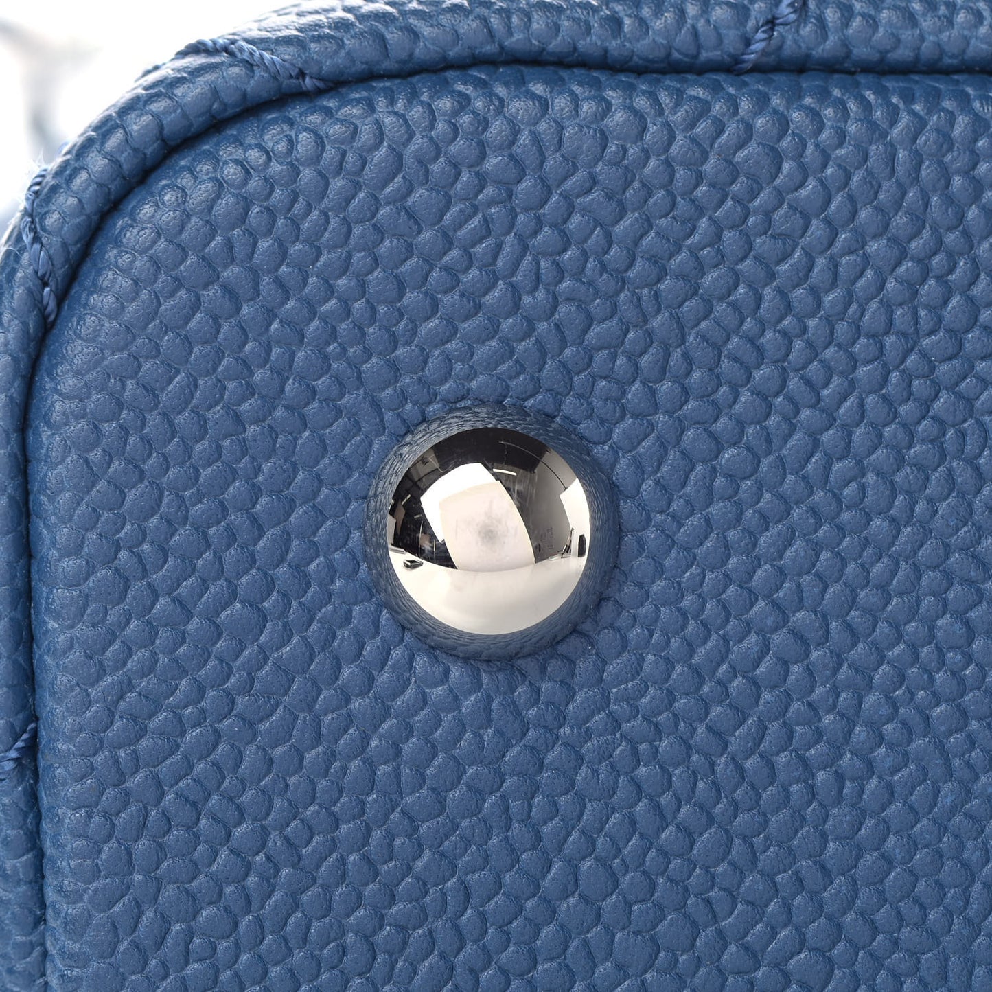 Grained Calfskin Quilted Small Daily Shopping Tote Blue