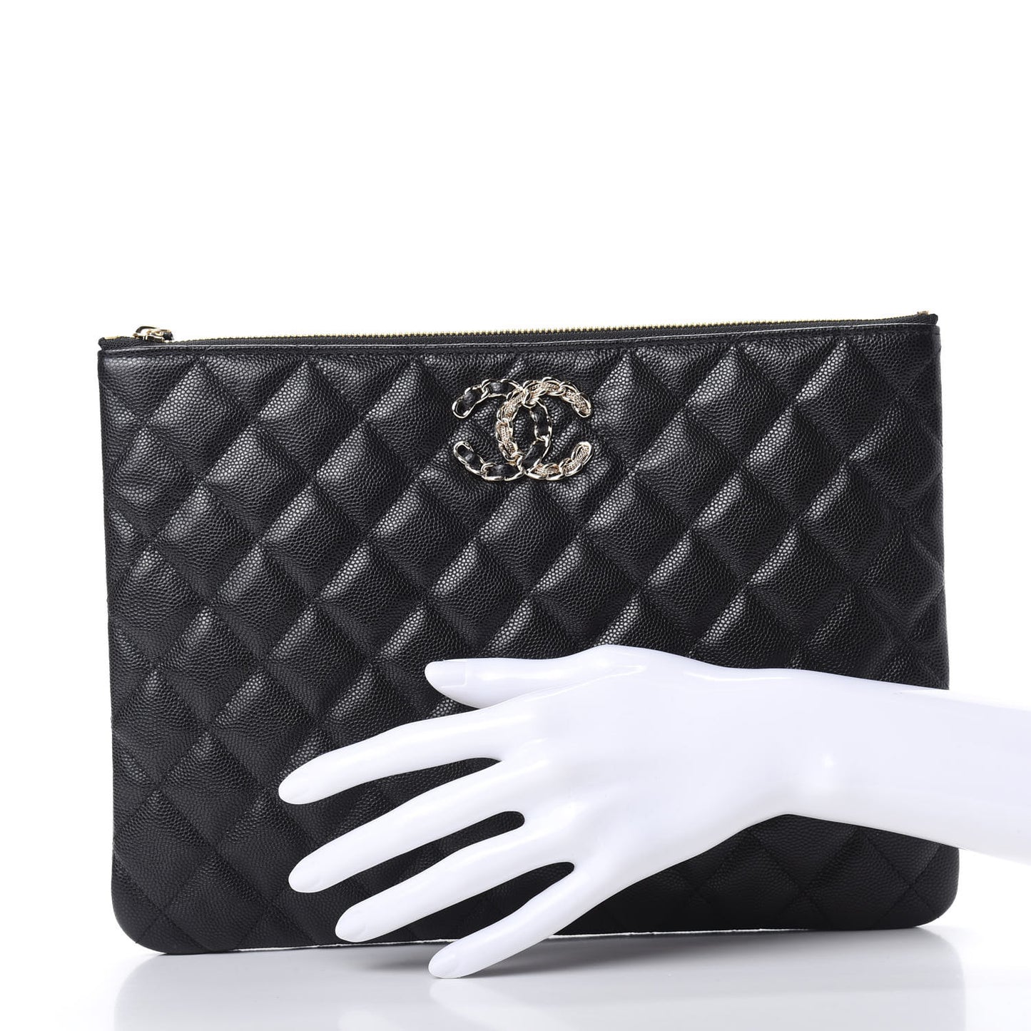 Caviar Quilted Medium French New Wave CC Pouch Black