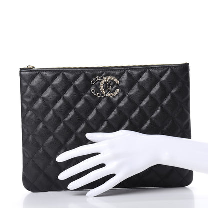 Chanel Caviar Quilted Medium French New Wave CC Pouch Black 2 of 8