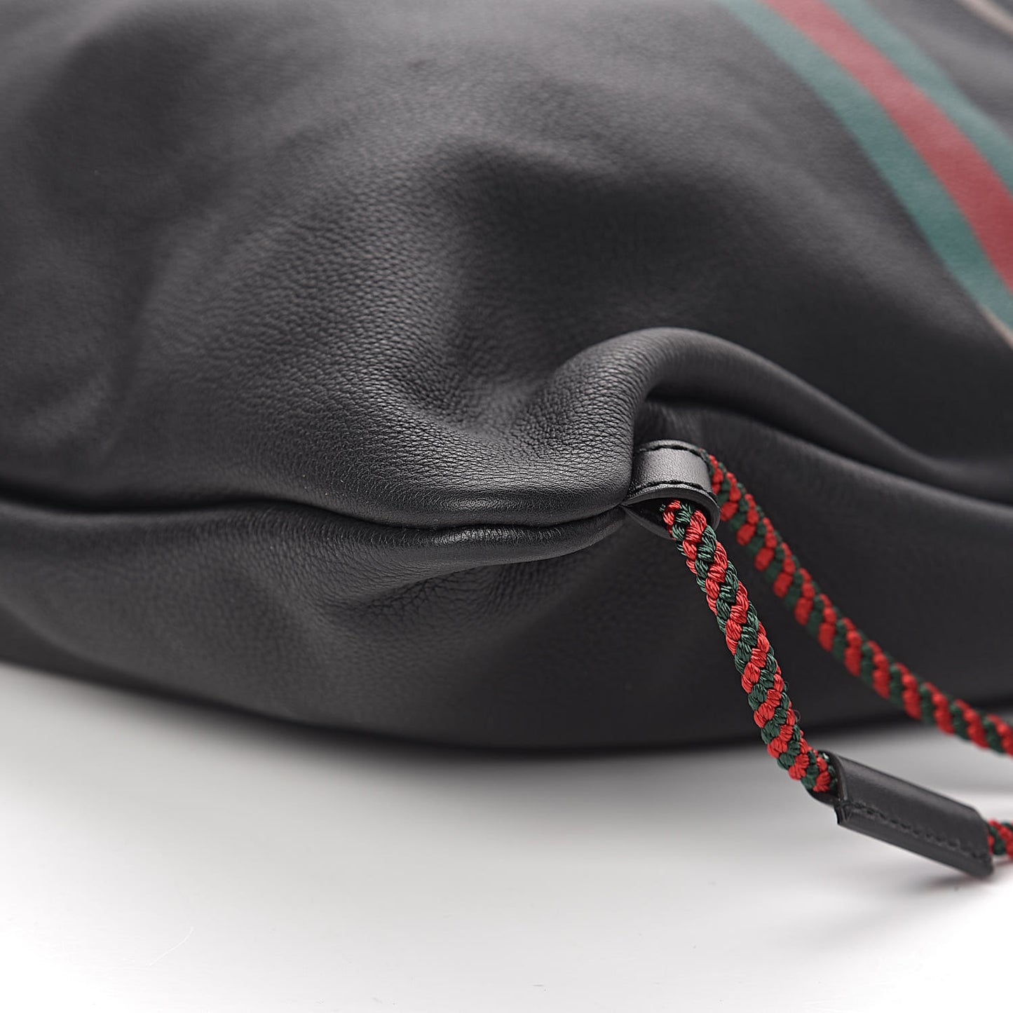 Calfskin Logo Drawstring Backpack Black