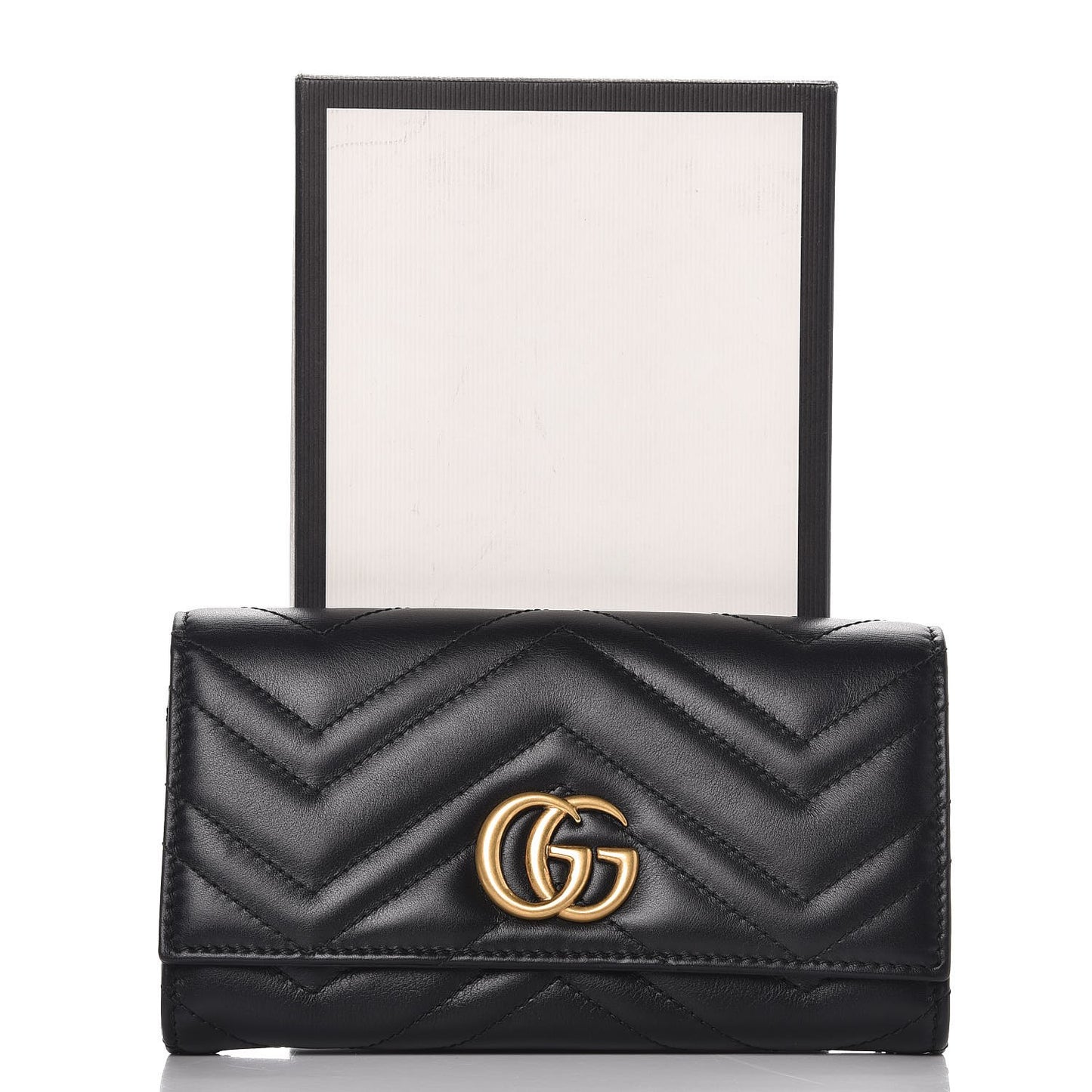 Calfskin Matelasse GG Marmont Continental Wallet Black