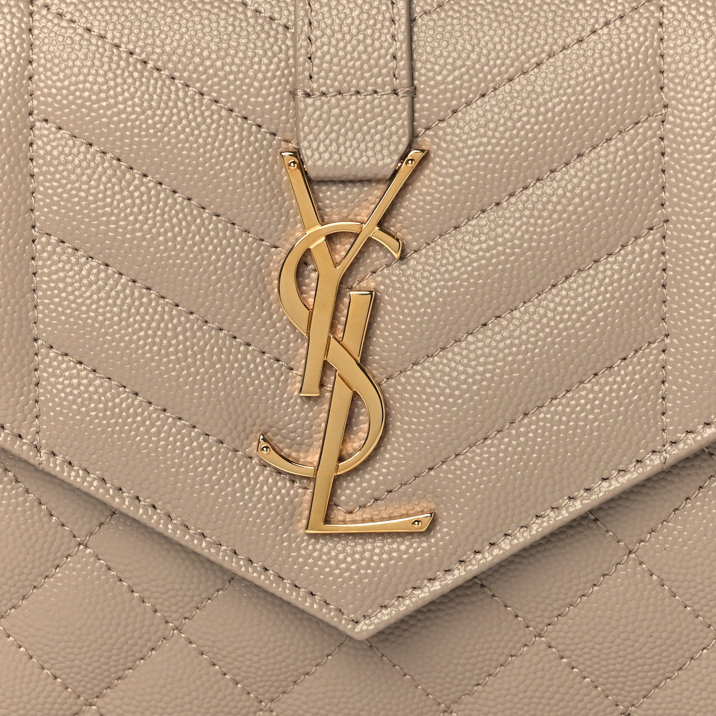 Grain De Poudre Mixed Matelasse Triquilt Monogram Chain Wallet Dark Beige