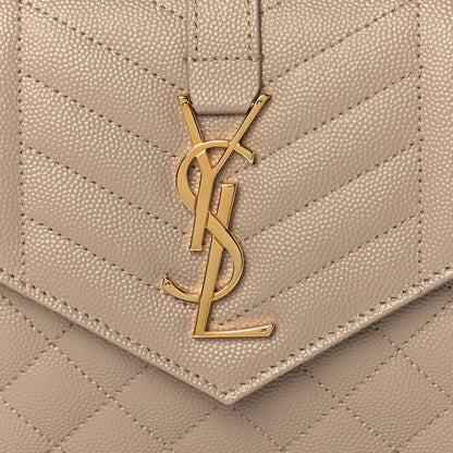 Saint Laurent Grain De Poudre Mixed Matelasse Triquilt Monogram Chain Wallet Dark Beige 7 of 10