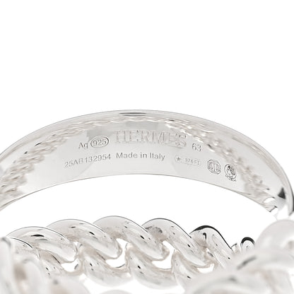 Hermes Sterling Silver MM Boucle Selier Inflexible Ring 63 10.5 4 of 5