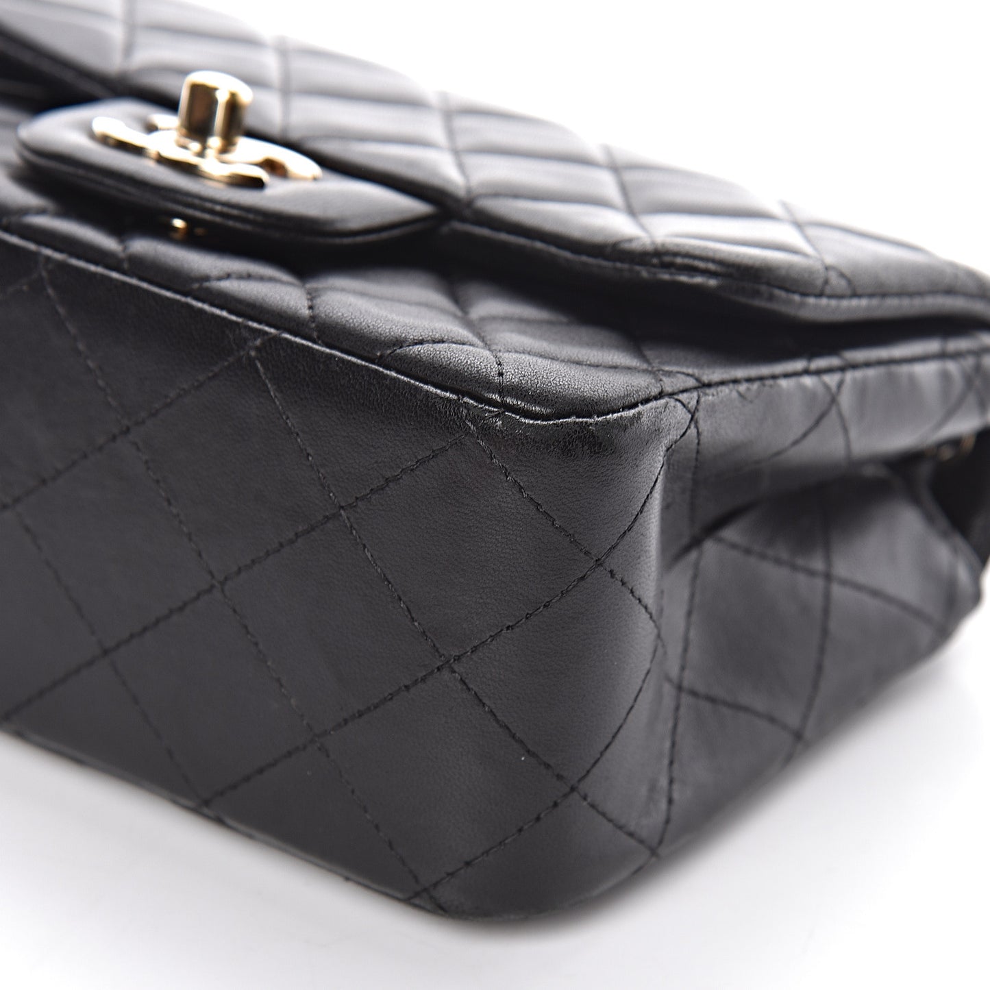 Lambskin Quilted Mini Square Flap Black