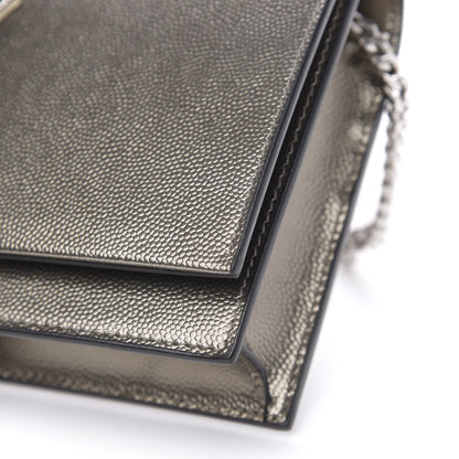 Saint Laurent Grain De Poudre Classic Monogram Kate Tassel Chain Wallet Piombo 8 of 9