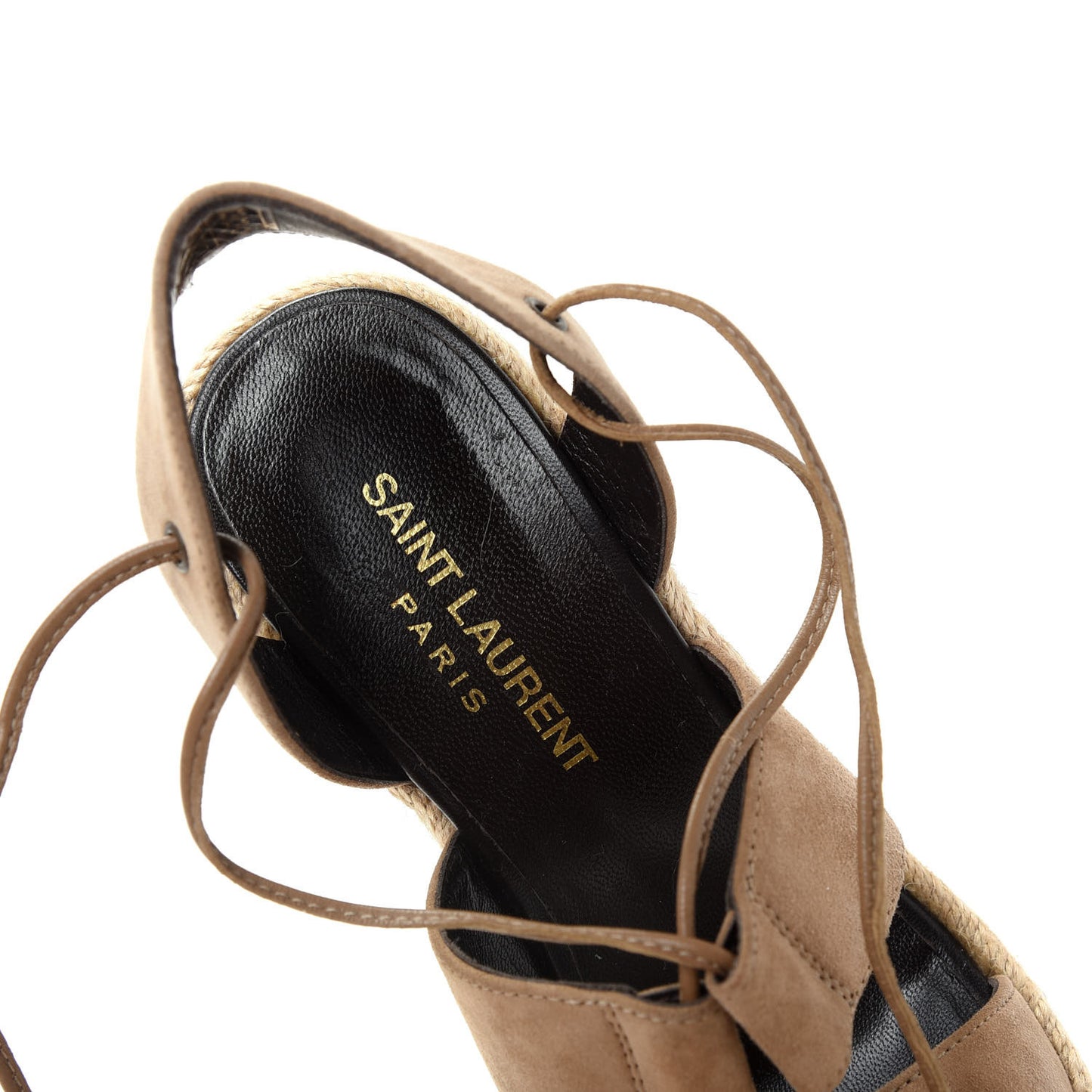 Kid Scamosciato Espadrille Lace Up Wedges 35 New Sigaro