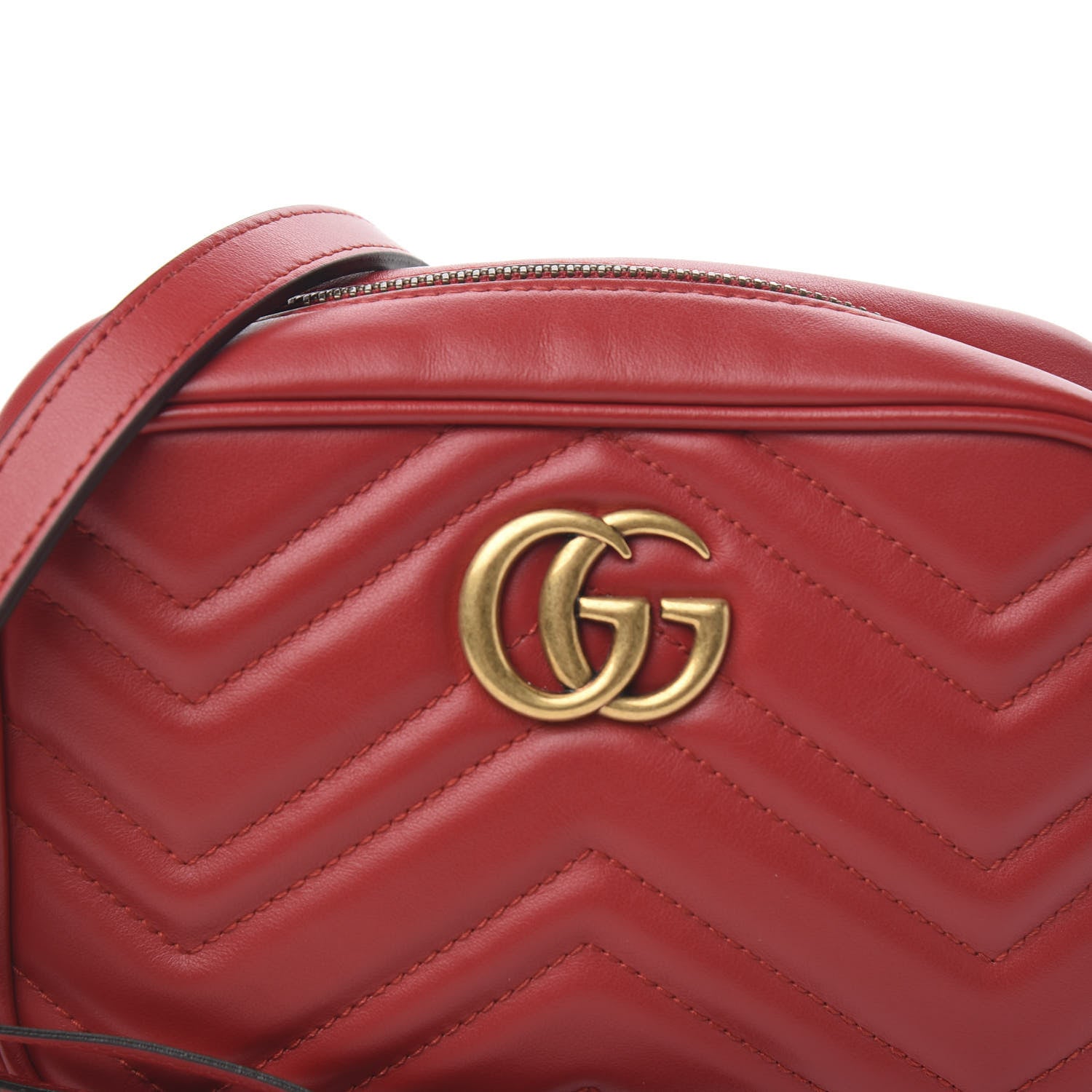 Gucci Calfskin Matelasse Mini GG Marmont Chain Shoulder Bag Hibiscus Red 9 of 9