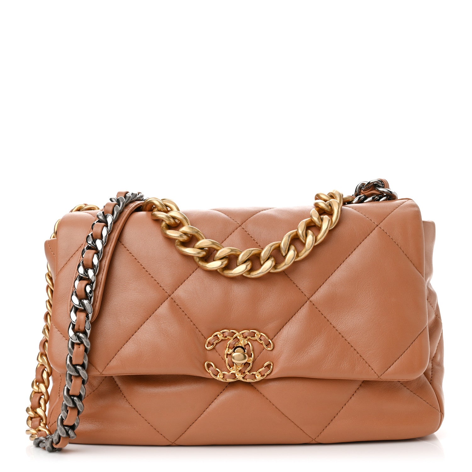 Chanel Lambskin Quilted Large Chanel 19 Flap Brown 1 of 10