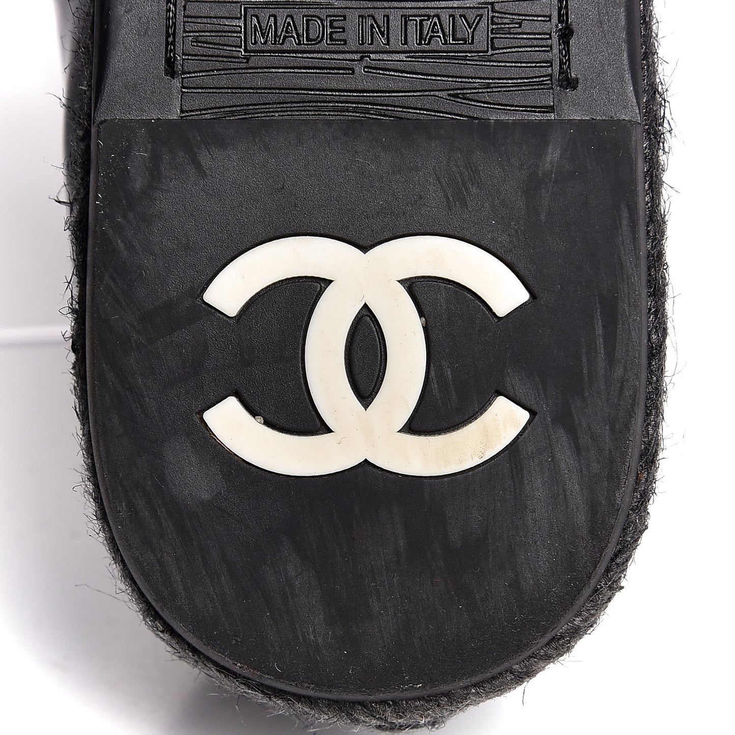 Patent Calfskin CC Mocassin Loafer Espadrilles 37 Black