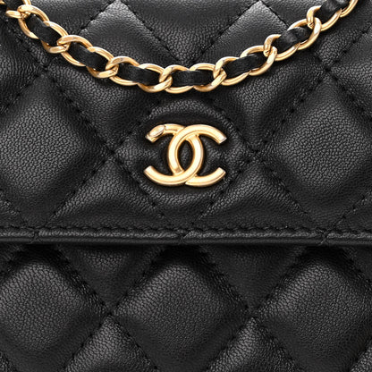 Chanel Lambskin Quilted Pearl Crush Clutch With Chain Black 9 of 12