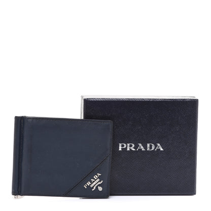 Prada Saffiano Metal Bi-Color Money Clip Bi-Fold Wallet Black Grafite 13 of 13