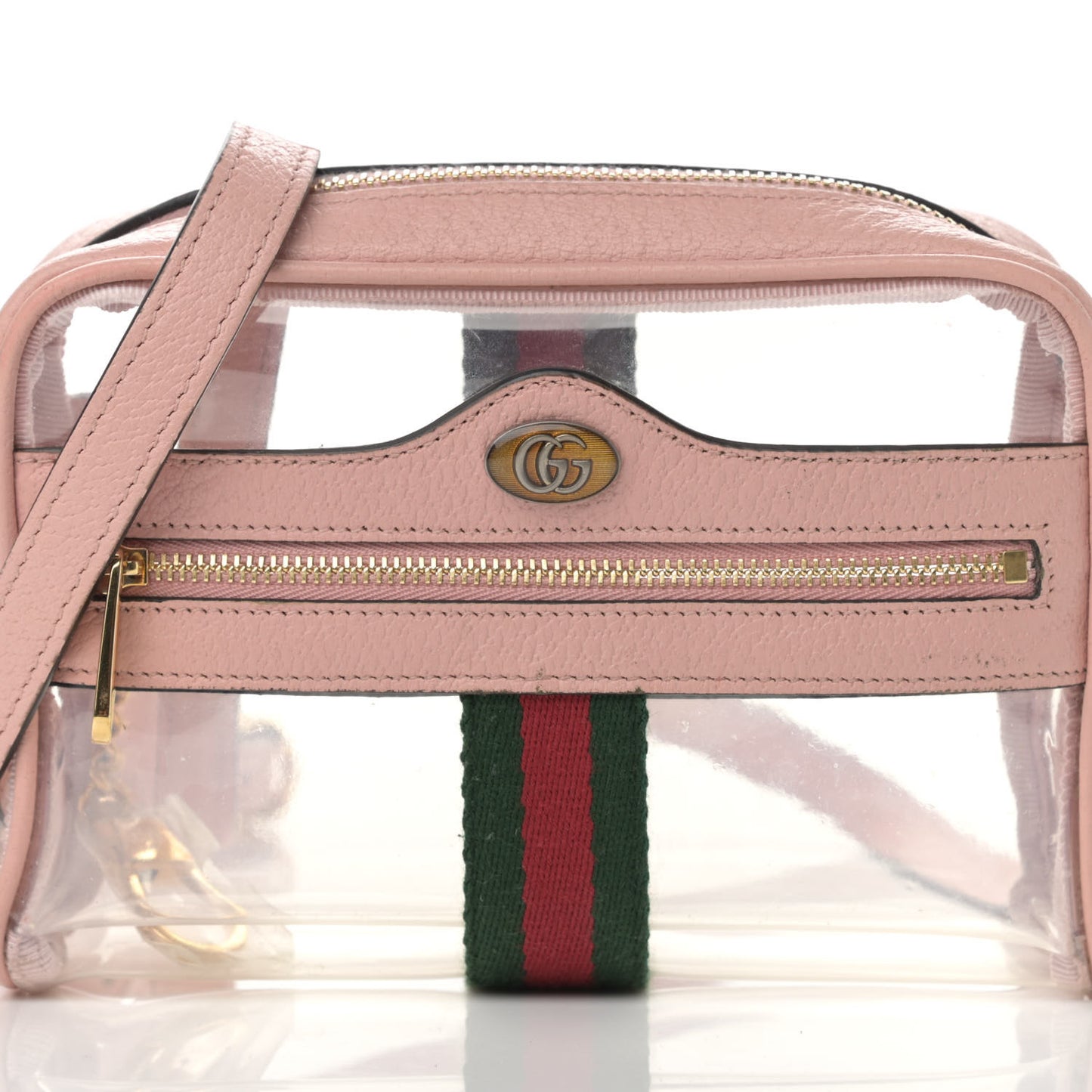 Vinyl Web Mini Ophidia Transparent Shoulder Bag Perfect Pink