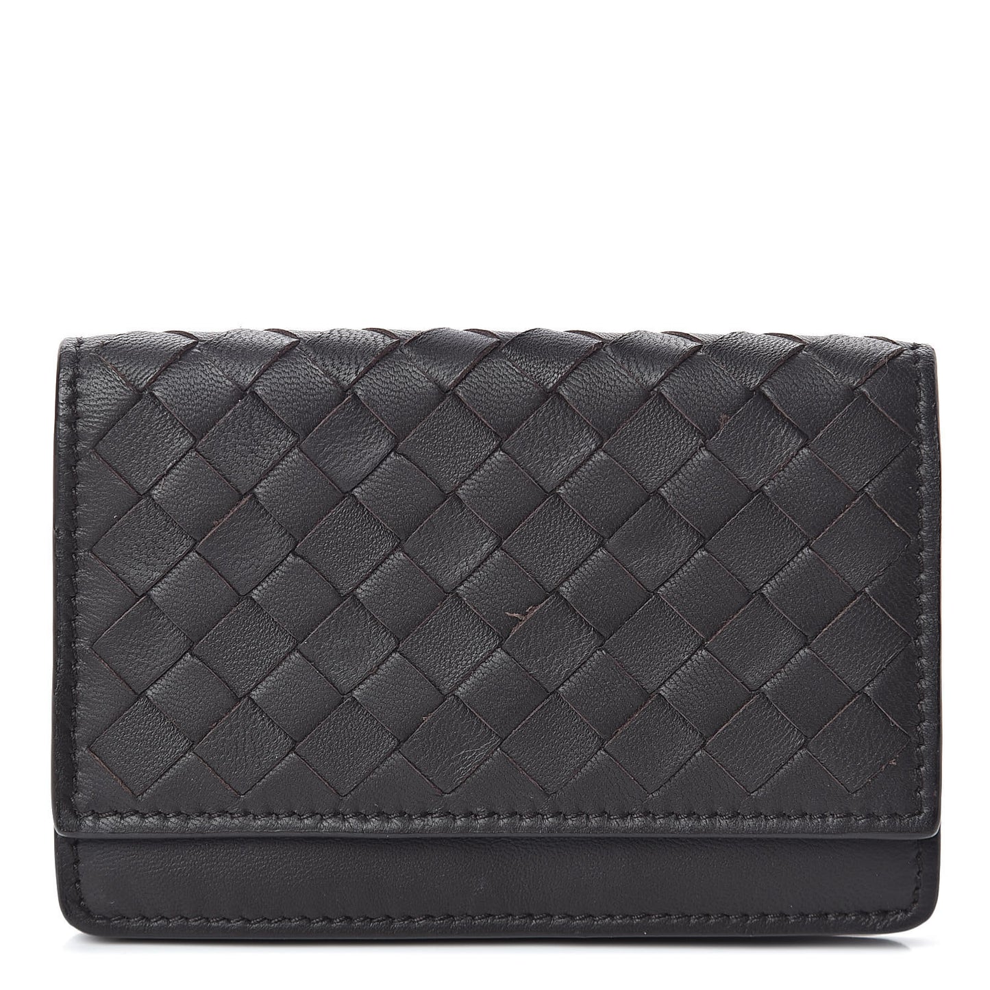 Nappa Intrecciato Card Holder Ebano