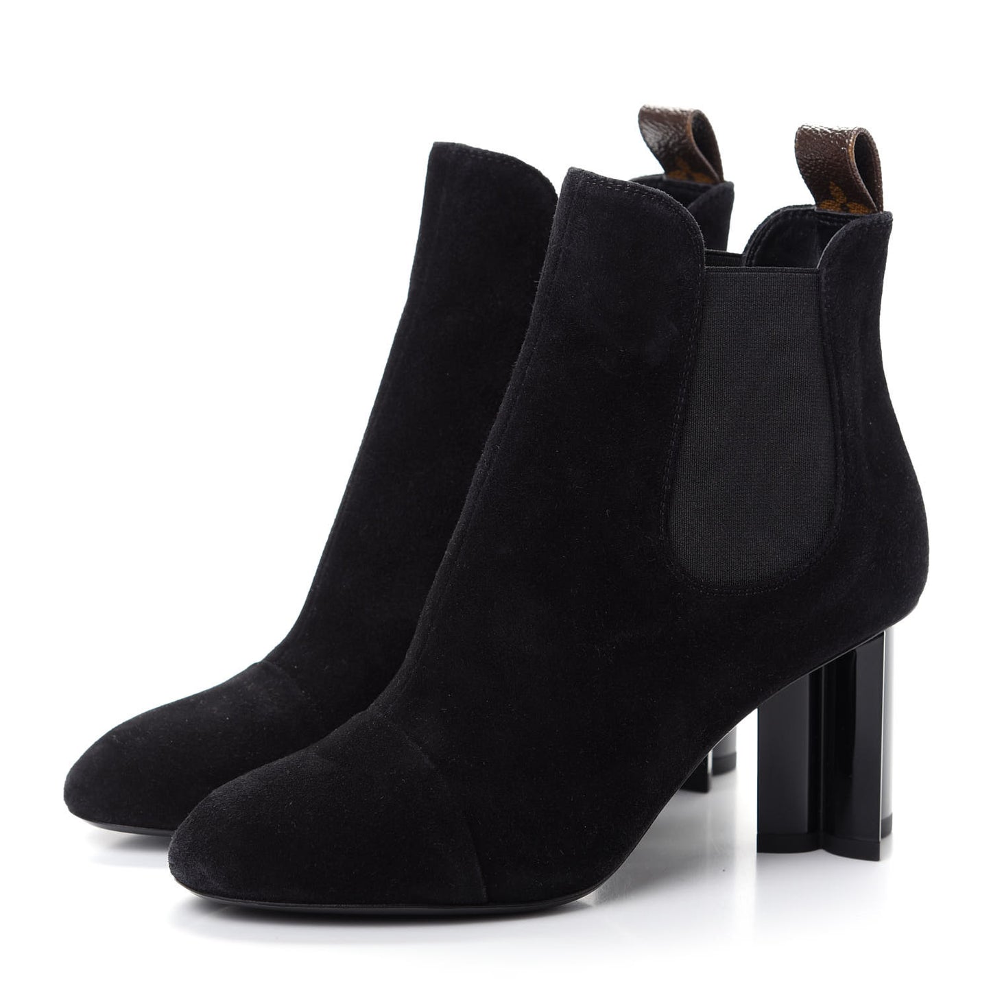 Suede Monogram Uniformes Cap Toe Chelsea 80mm Ankle Boots 35 Black
