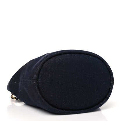 Chanel Lurex Canvas Deauville Drawstring Bucket Bag Navy Blue Gold 4 of 10