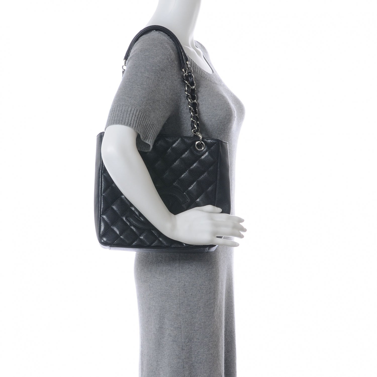 Chanel Caviar Petit Shopping Tote PST Black 2 of 7
