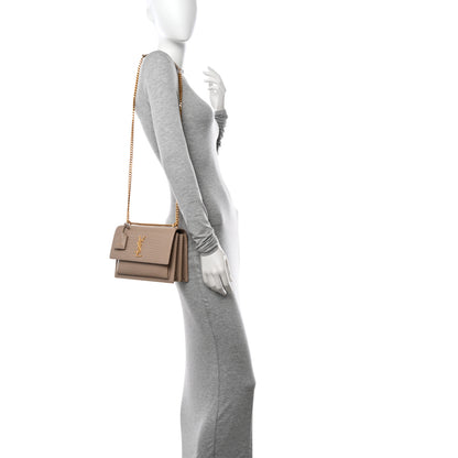 Saint Laurent Calfskin Crocodile Embossed Medium Monogram Sunset Dark Beige 2 of 13
