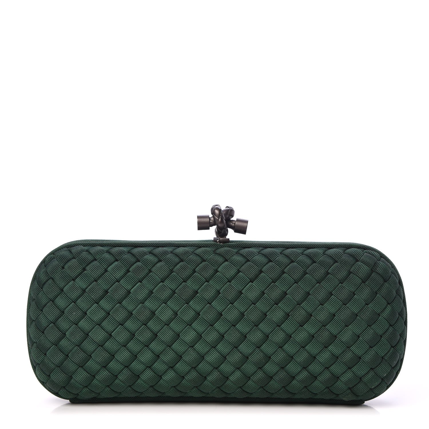 Bottega Veneta Silk Faille Intrecciato Knot Clutch Green 1 of 6