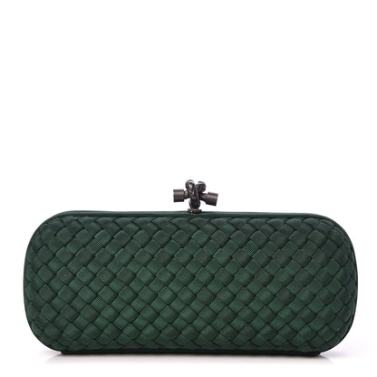 Bottega Veneta Silk Faille Intrecciato Knot Clutch Green 1 of 6