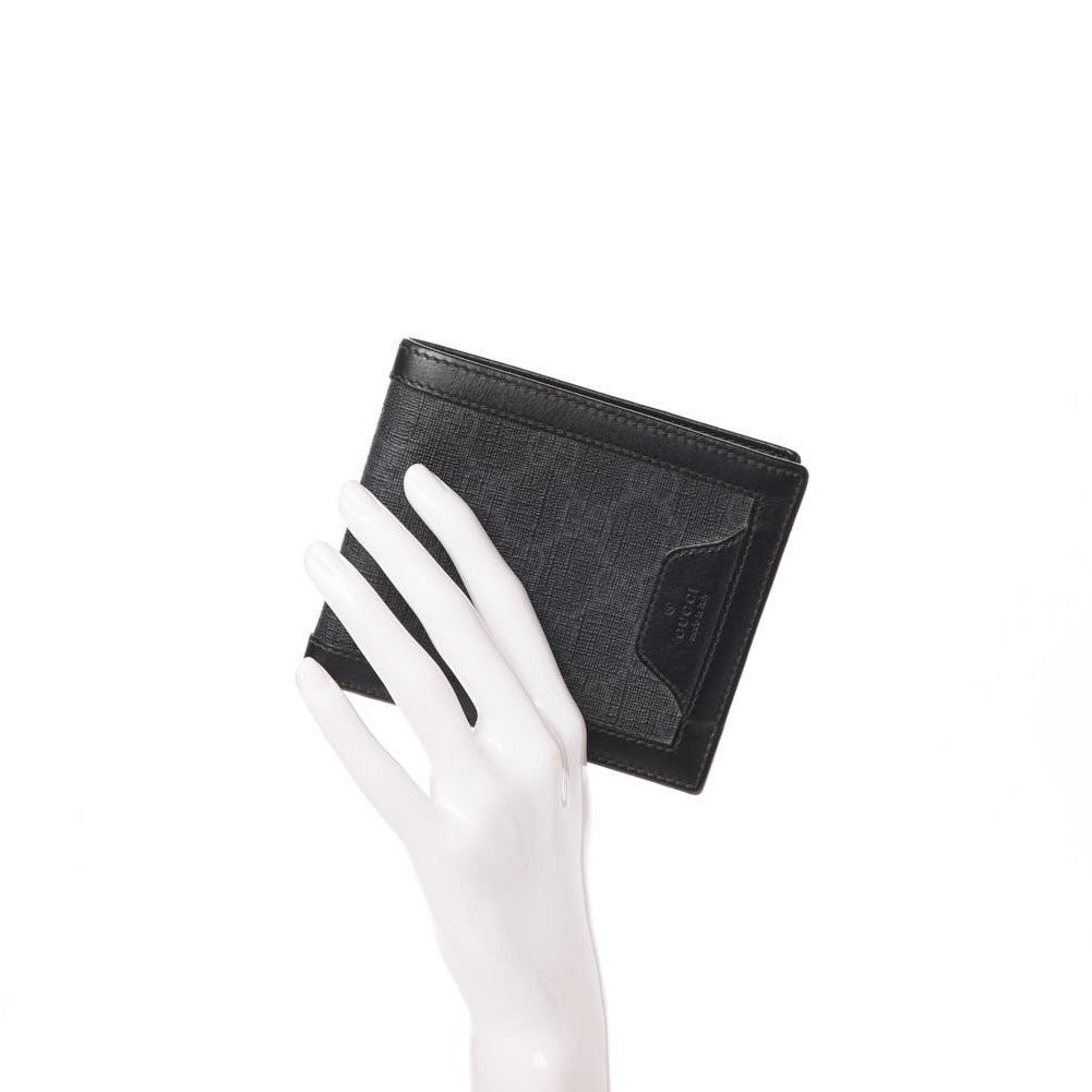 Gucci GG Supreme Monogram Bi-Fold Wallet Black Grey 2 of 11