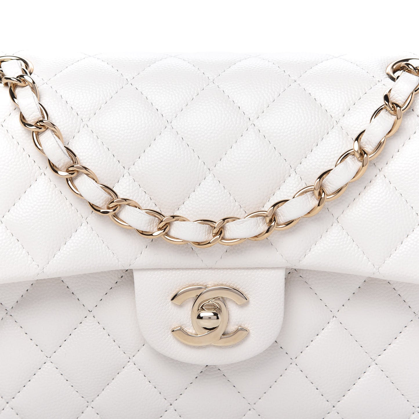 Caviar Quilted Small Double Flap White
