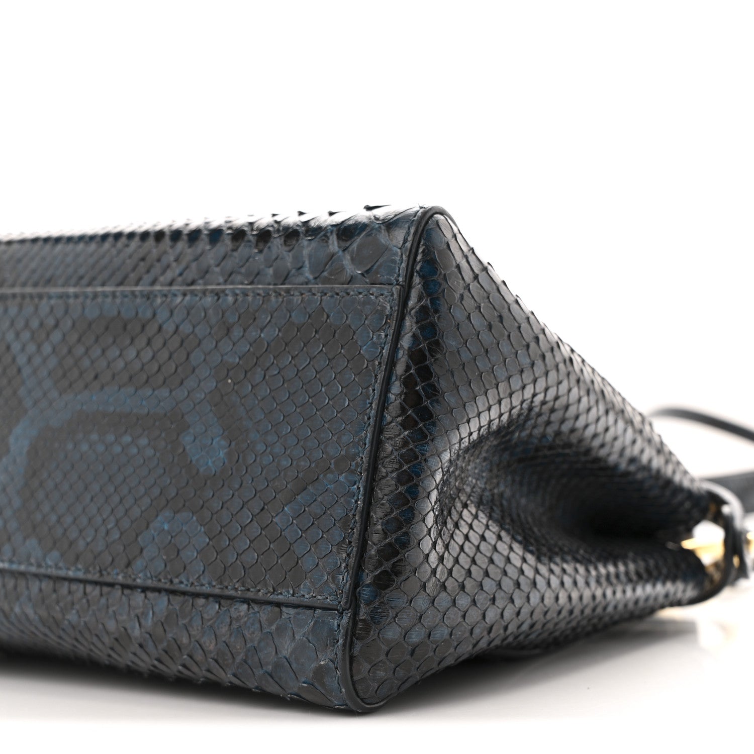 Fendi Python Shiny Nappa Mini Peekaboo Iconic Satchel Blue Jeans 10 of 13