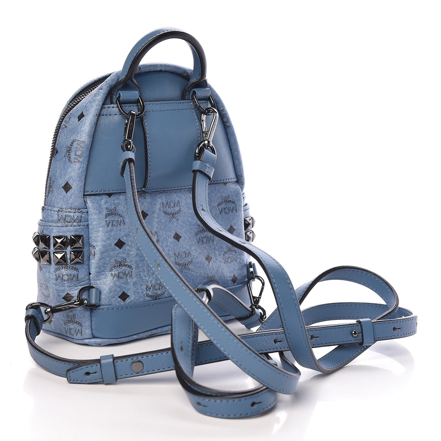 MCM Visetos Side Stud Mini Stark Backpack Blue 3 of 10