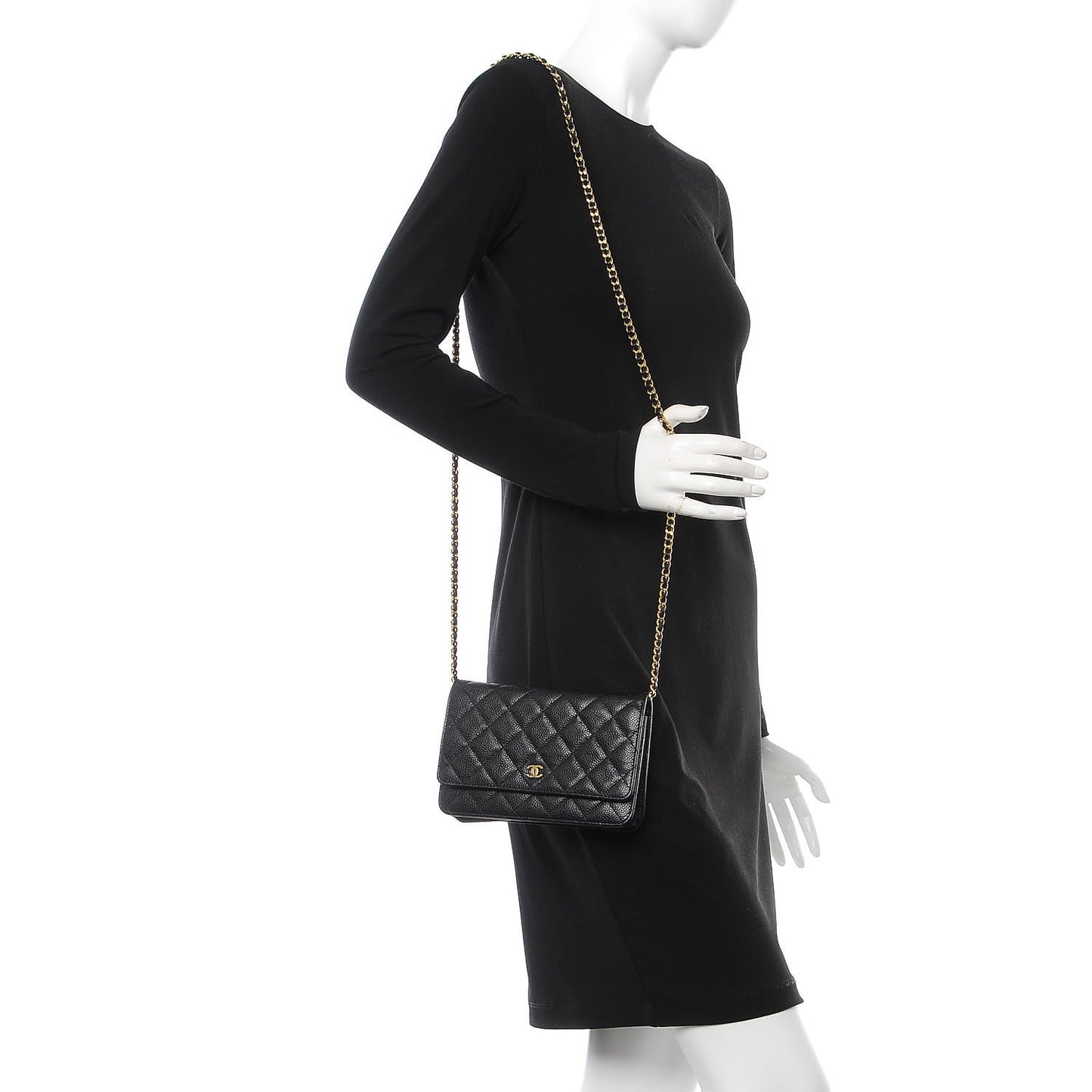 Caviar Quilted Wallet On Chain WOC Black