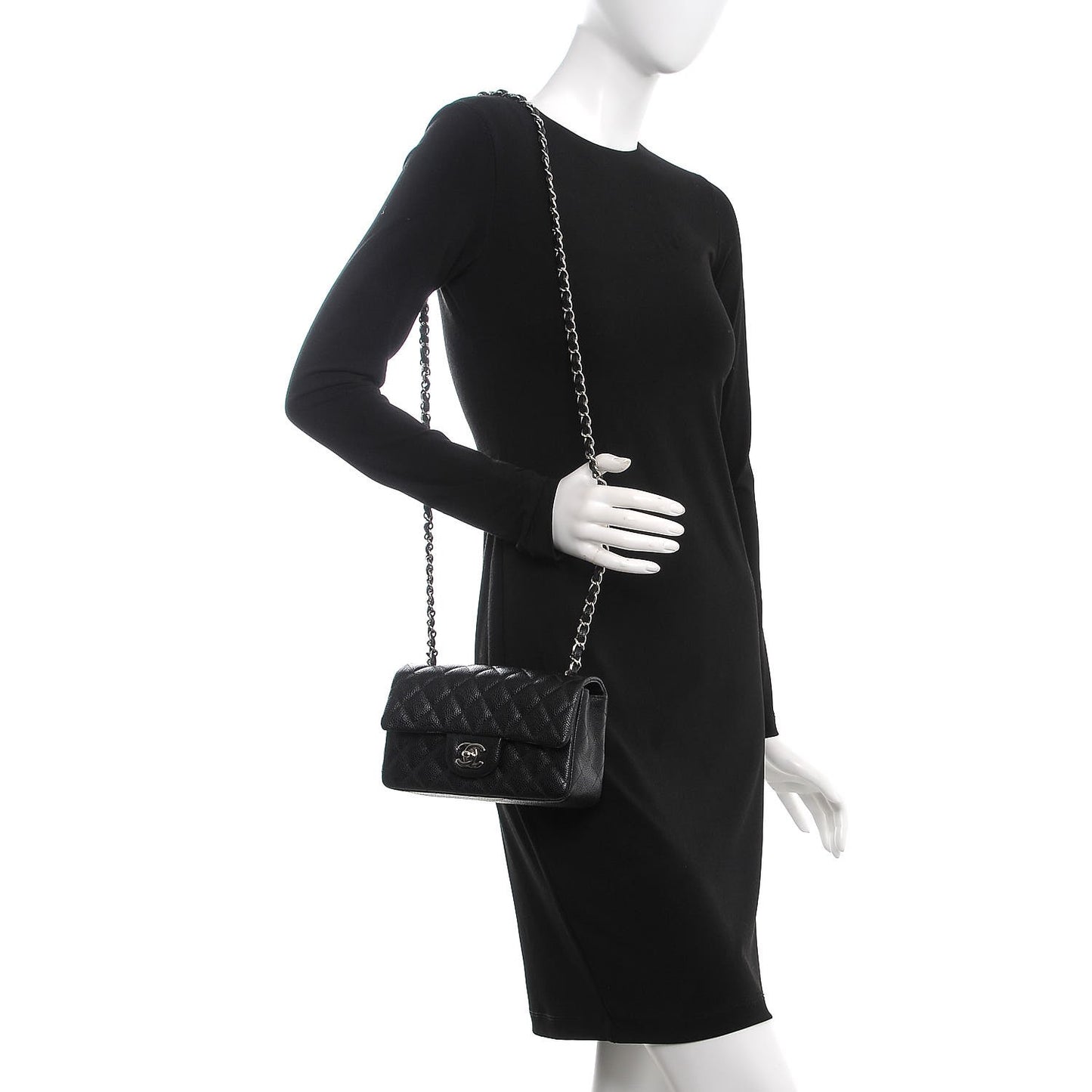 Caviar Quilted Mini Rectangular Flap Black