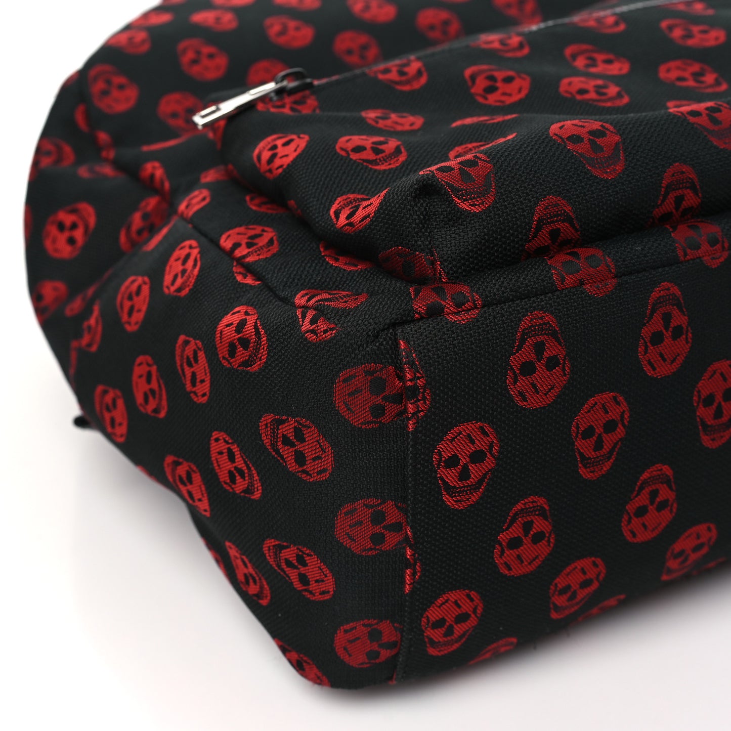 Nylon Skull Print Backpack Black Red