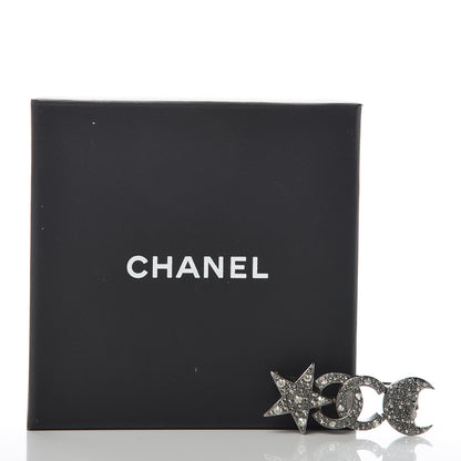 Chanel Ruthenium Crystal CC Moon Star Brooch Grey 5 of 5
