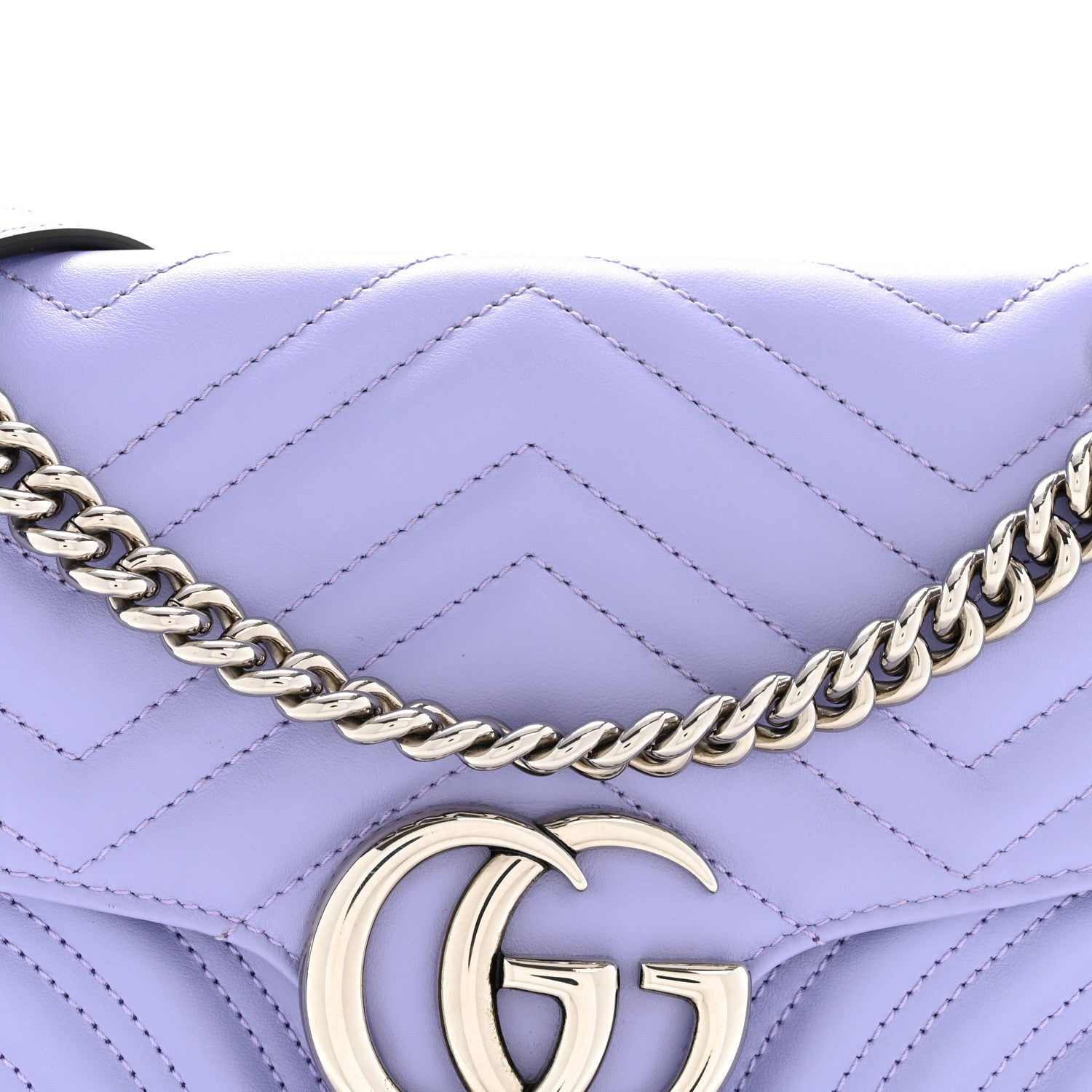 Gucci Calfskin Matelasse Small GG Marmont Shoulder Bag Lapis 8 of 12
