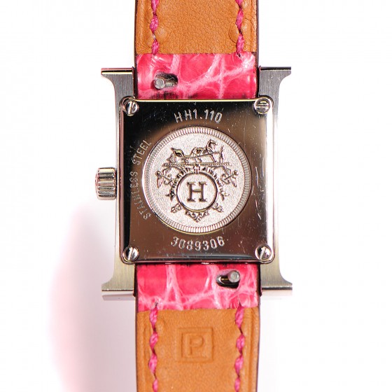 Stainless Steel Alligator Diamond Mother of Pearl 21mm Heure H Hour Quartz Watch Framboise
