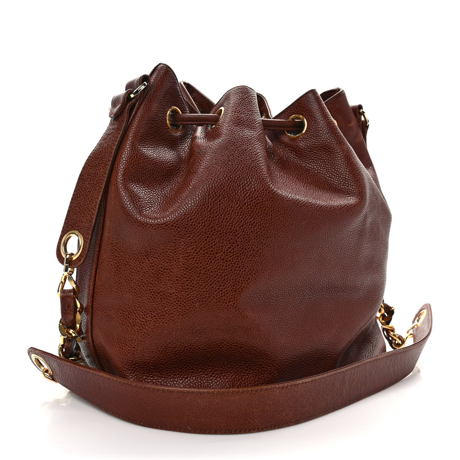 Chanel Caviar Drawstring Bucket Bag Brown 3 of 13