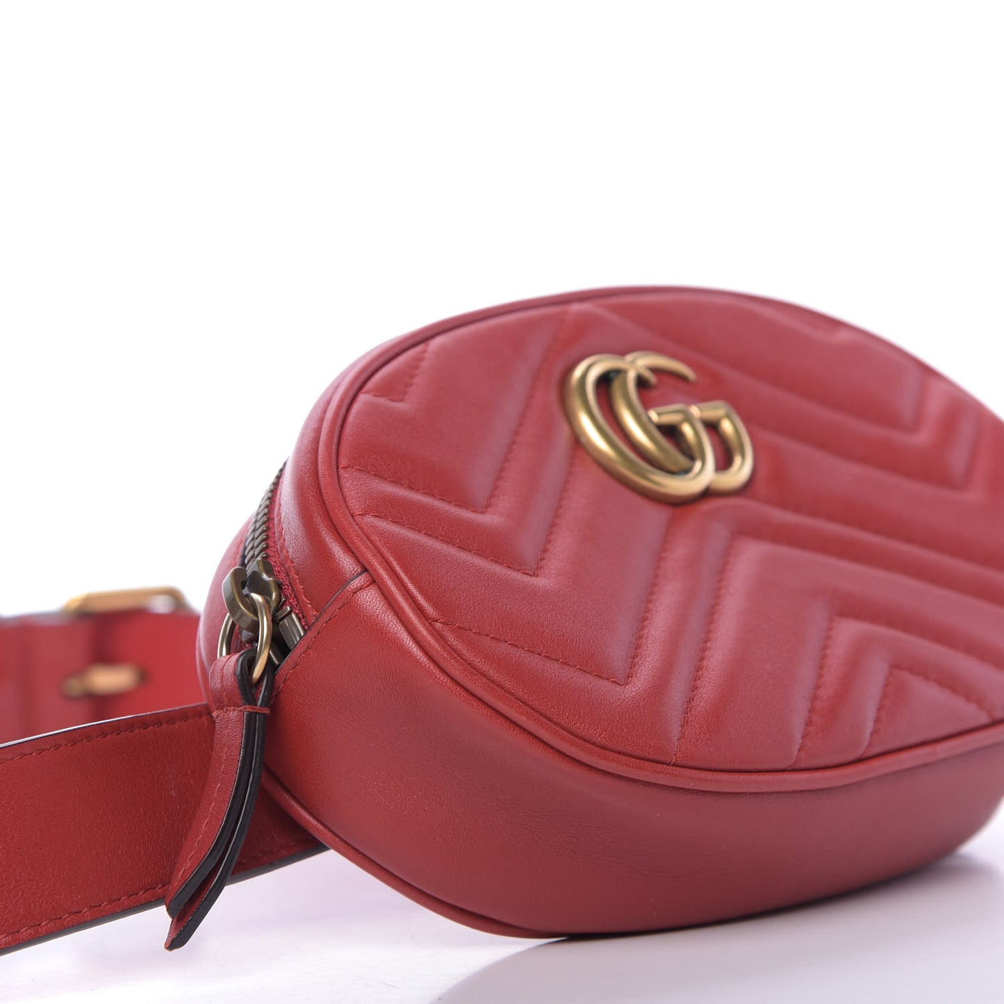 Calfskin Matelasse GG Marmont Belt Bag 85 34 Hibiscus Red