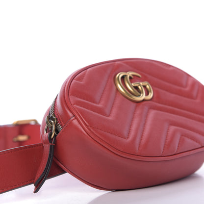 Gucci Calfskin Matelasse GG Marmont Belt Bag 85 34 Hibiscus Red 6 of 10