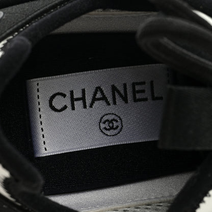 Chanel Suede Calfskin Nylon Grosgrain CC Sneakers 37.5 White 7 of 9