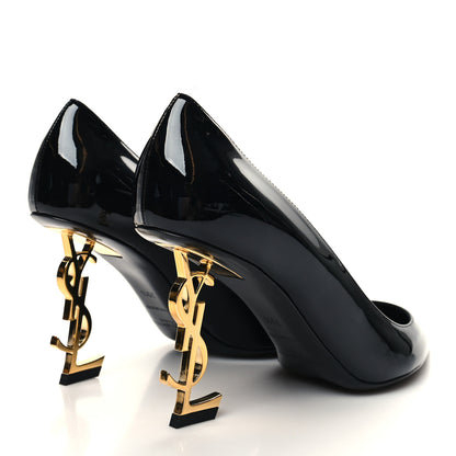 Saint Laurent Patent Calfskin Opyum 85 Pumps 39.5 Black Gold 4 of 8