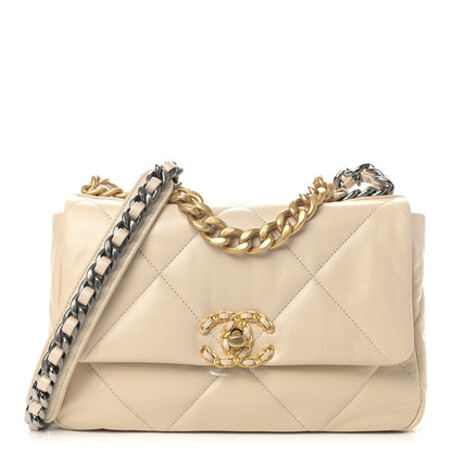 Chanel Goatskin Quilted Medium Chanel 19 Flap Beige 1 of 9