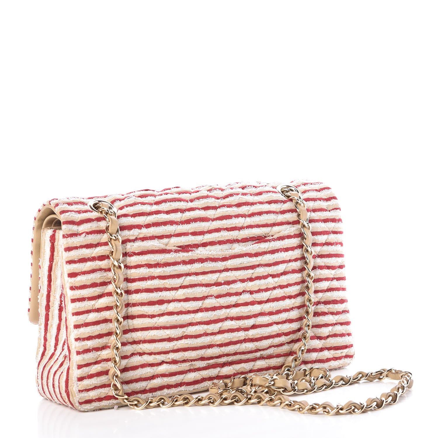 Chanel Jersey Quilted Medium Flap Red White 4 of 10