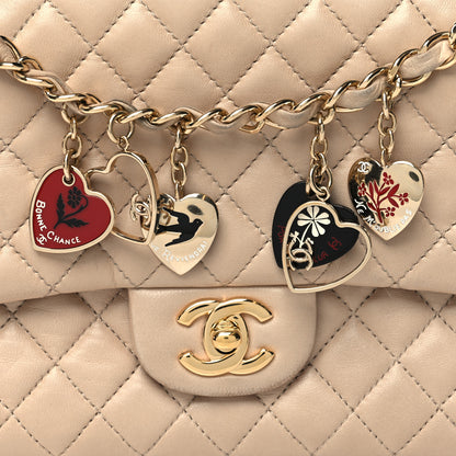 Chanel Lambskin Quilted Valentine Charms Medium Single Flap Beige 8 of 13