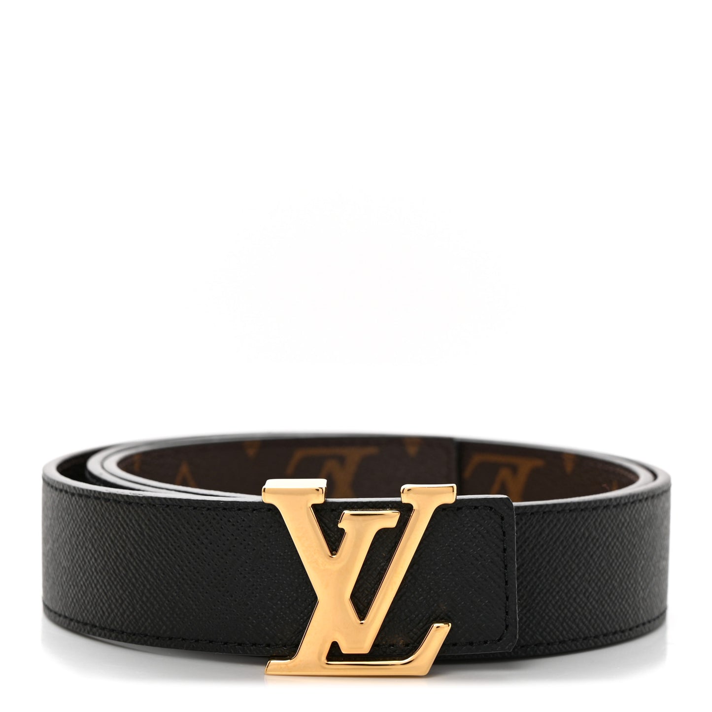 Calfskin Monogram 30mm LV Initiales Reversible Belt 85 34 Black
