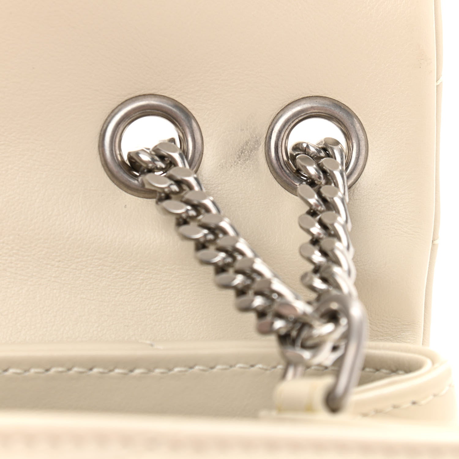 Saint Laurent Calfskin Y Quilted Monogram Small Loulou Chain Satchel Ivory 8 of 11