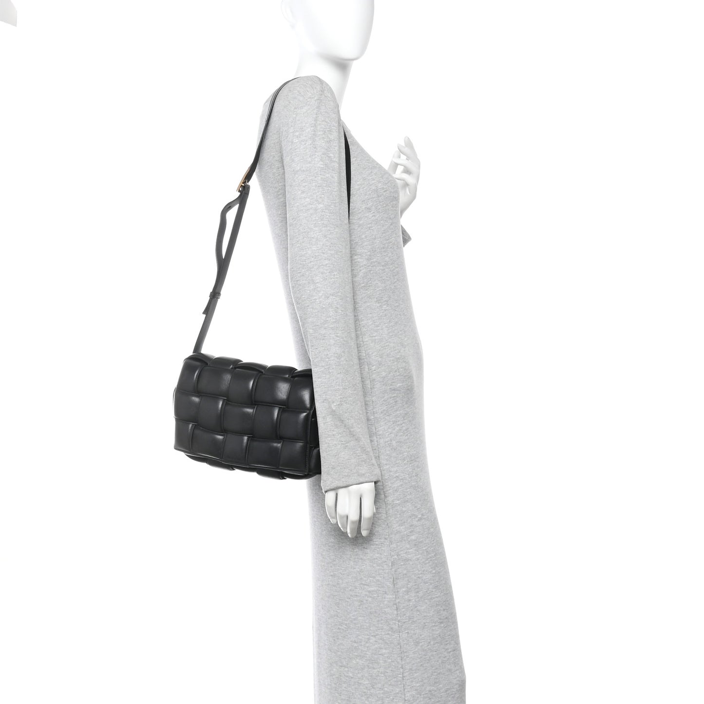 Nappa Maxi Intreccio Padded Cassette Crossbody Bag Black